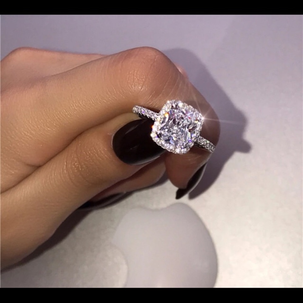 Sterling Silver 3 Carat Cubic Zirconia Ring - Picture 2 of 5